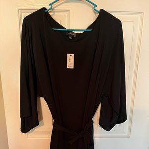 Black waist tie dress. Generous cut that can be worn with or without belt. NWT